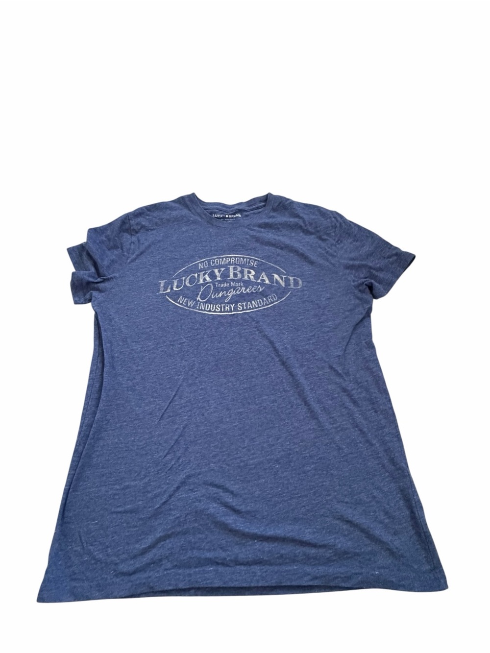 Lucky Brand Blue Heathered "No Compromise" Graphic Tee Shirt Medium
